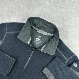 Kuhl Sweater Mens Small Blue Gray Quarter Zip Fleece Pullover Outdoor Hiking